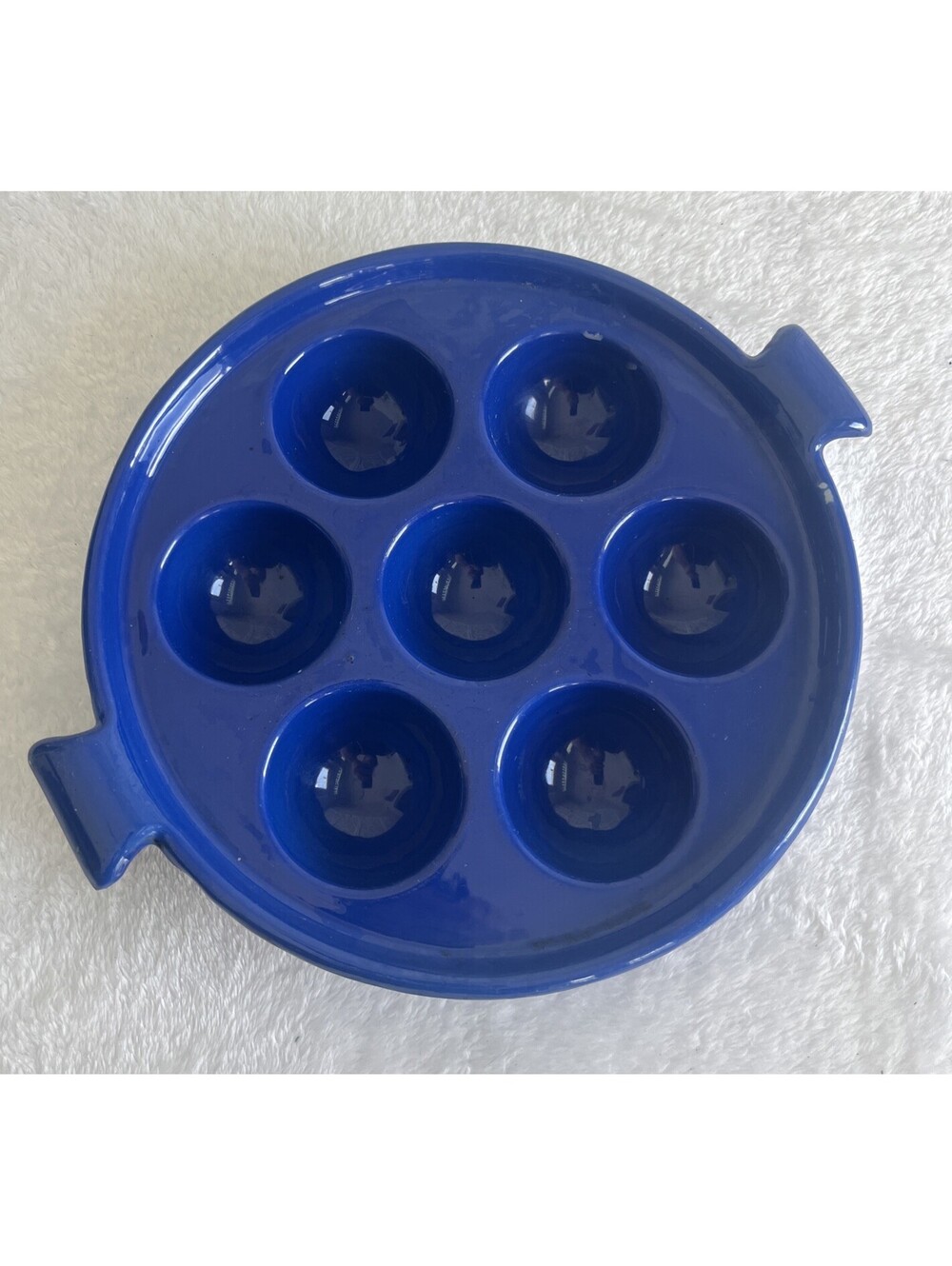 RARE VINTAGE MCM! Copco Denmark Blue Enamel Michael Lax Aebleskiver Pan